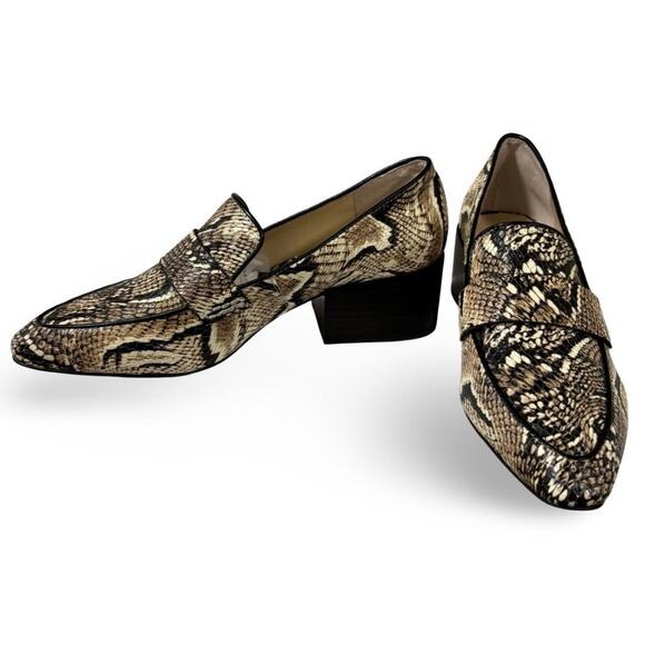 Vince Camuto Women's Size 7M Pointed Toe Loafers Snake Print Block Heel Slip-On - Picture 2 of 7